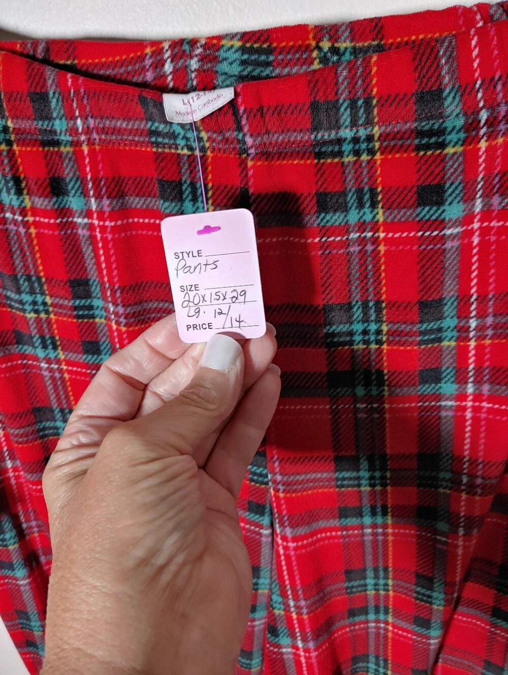 Like New Secret Treasures Large 12-14 Red And Green Plaid Super Soft Pajama Set